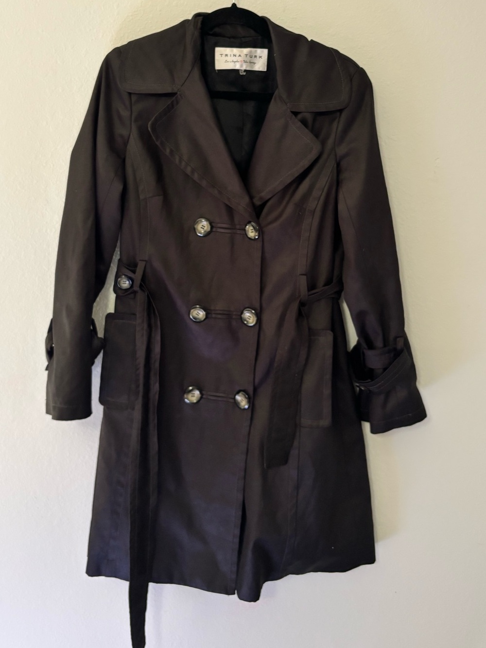Trina Turk Belted Double-Breasted Trench Coat Sz 8
